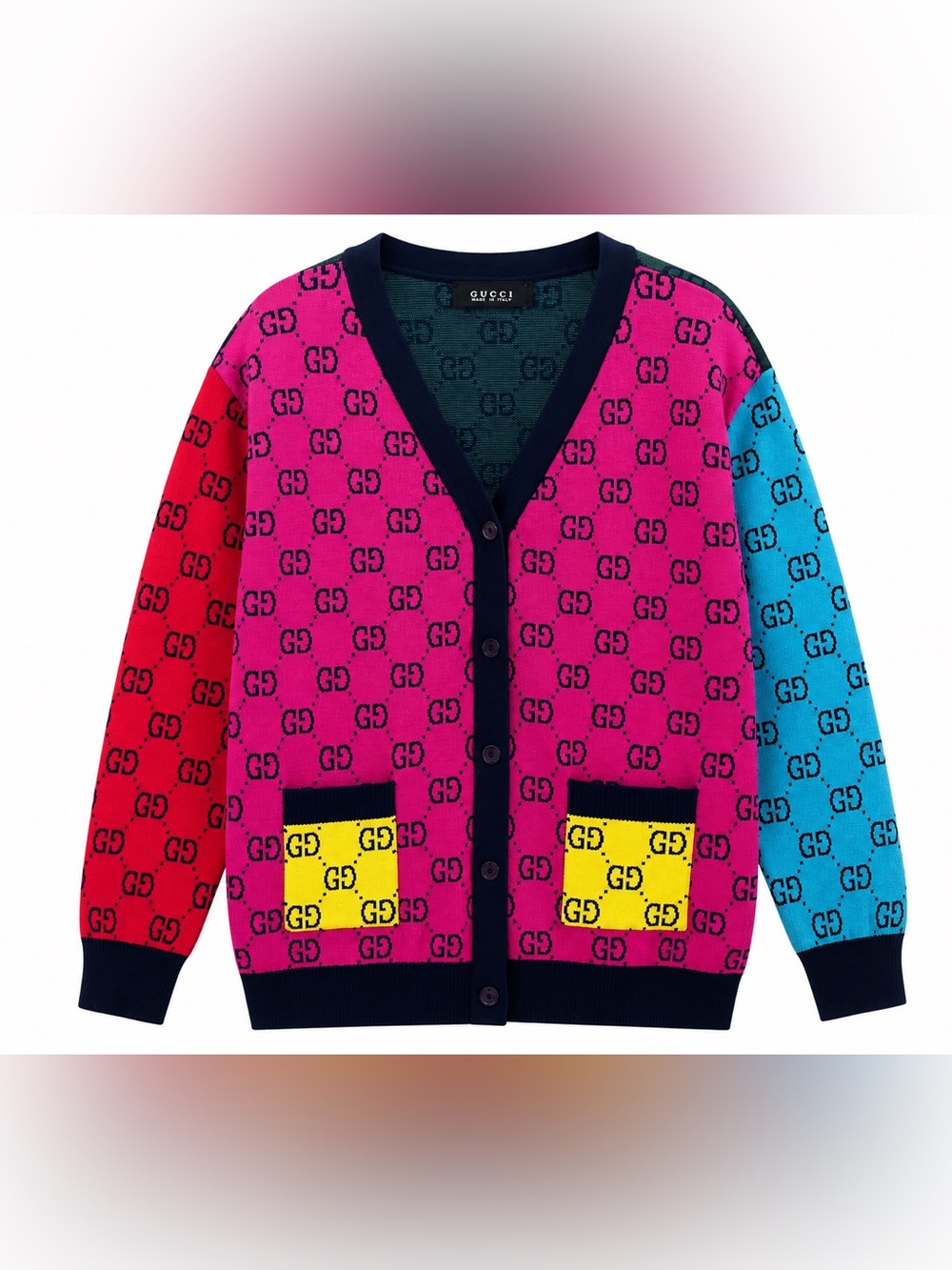 Gucci Multicolor women/men GG Logo Knit Cardigan in Pink, Blue, Red, Yellow